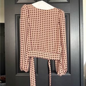 Express Pink and Black Geometric Blouse